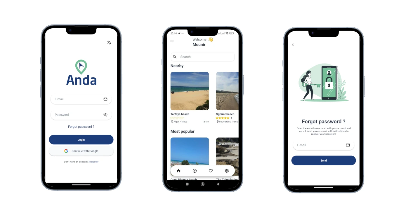 Anda mobile app, a tourism and travel guide for Algeria